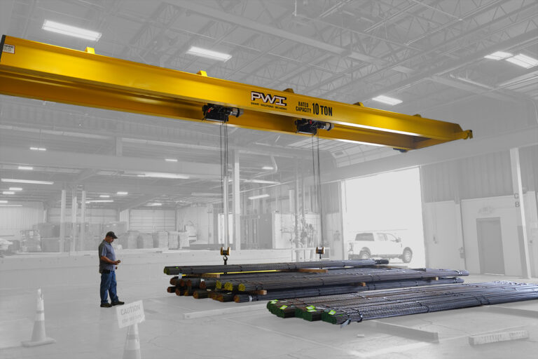 Overhead bridge crane installed in an industrial facility